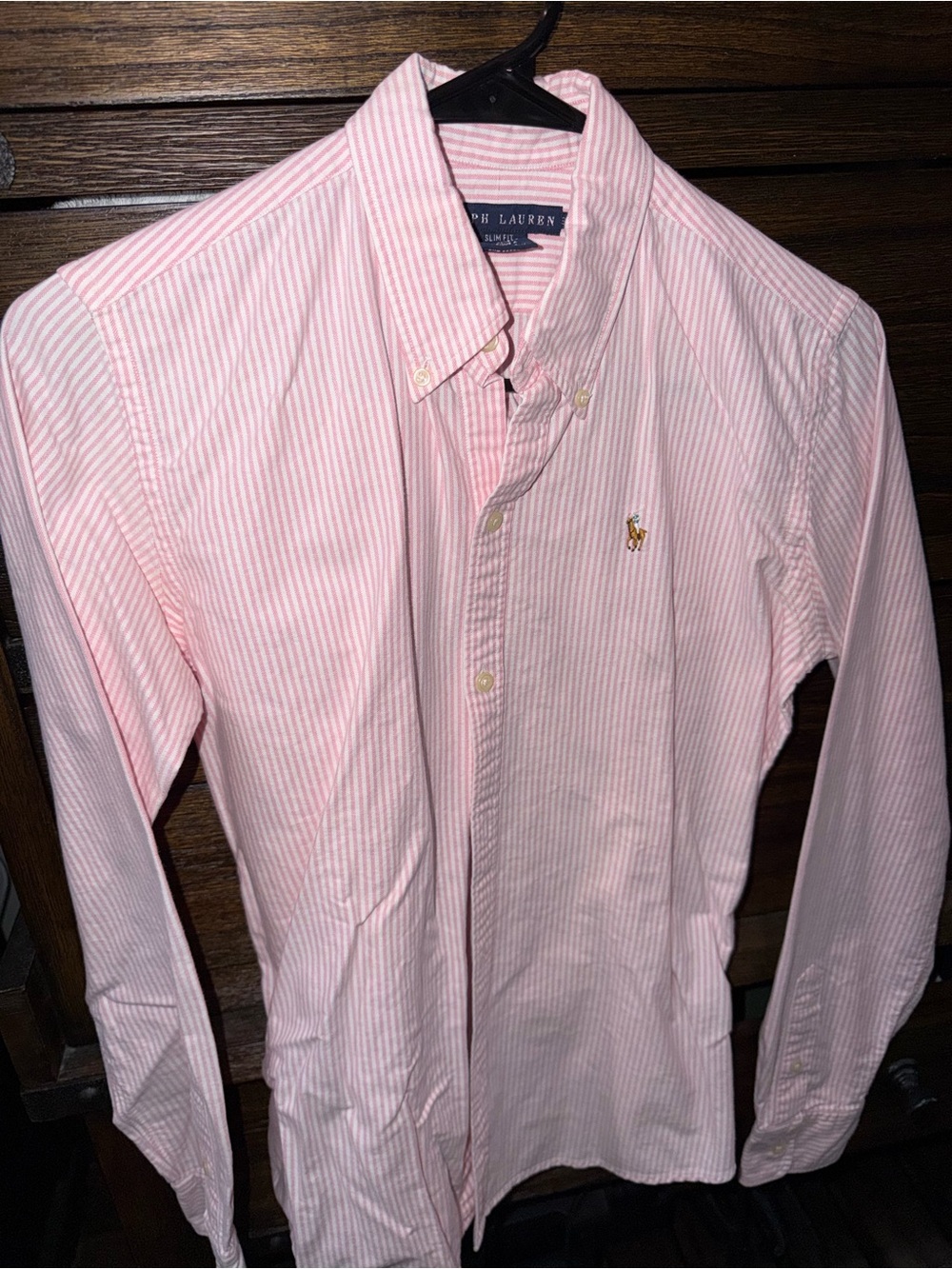 Ralph Lauren Pink & White Striped Button-Down Dress Shirt